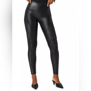 Spanx Faux Leather Moto Leggings - Black